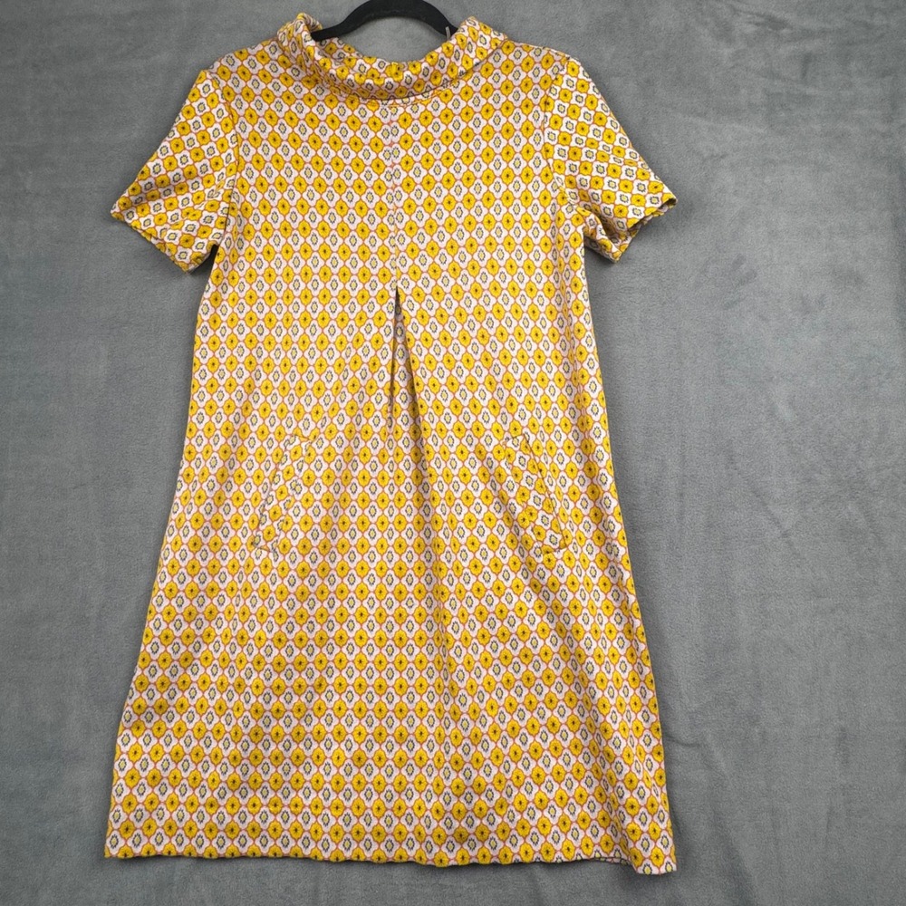 Tyler Boe Yellow Geometric Medallion Print Shift Dress Short Sleeve XS